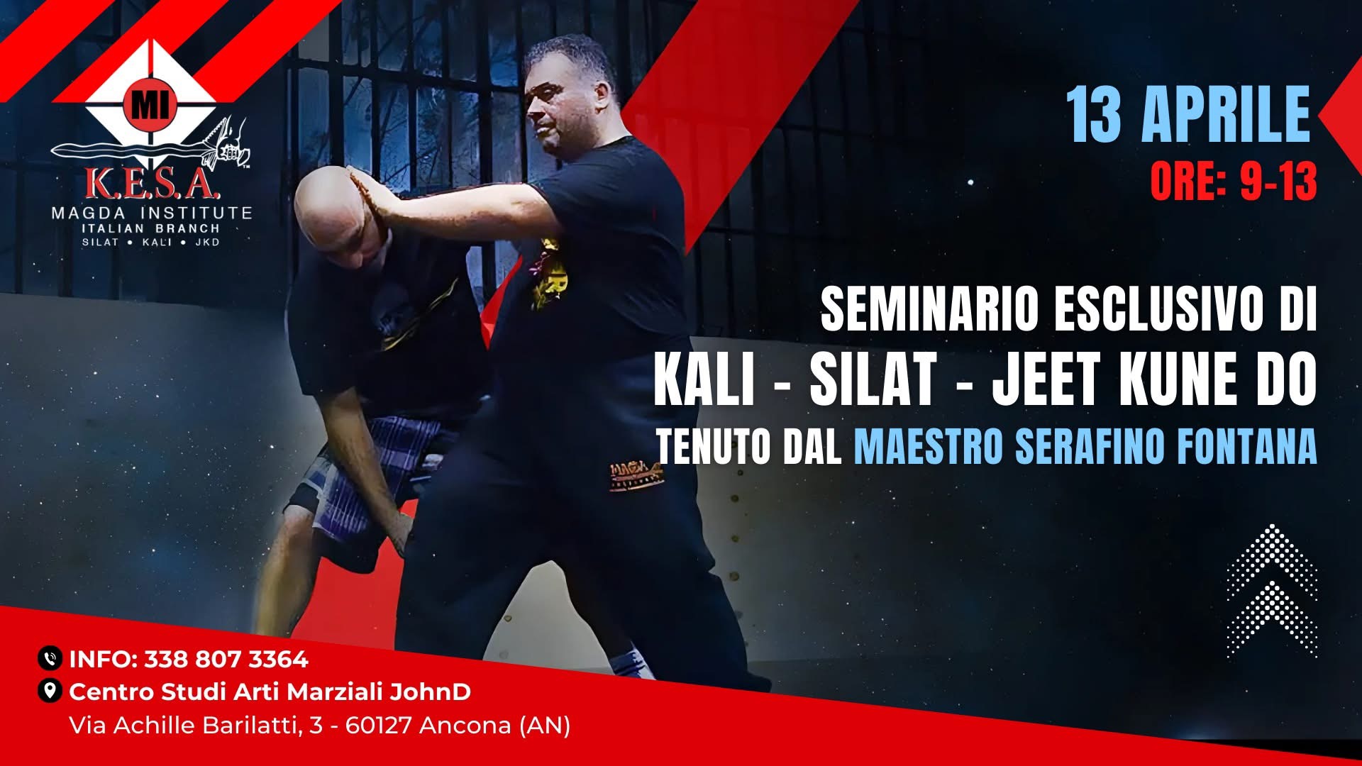 Seminario di Kali, Silat e Jeet Kune Do con il maestro Serafino Fontana · Ancona, 13 aprile 2025